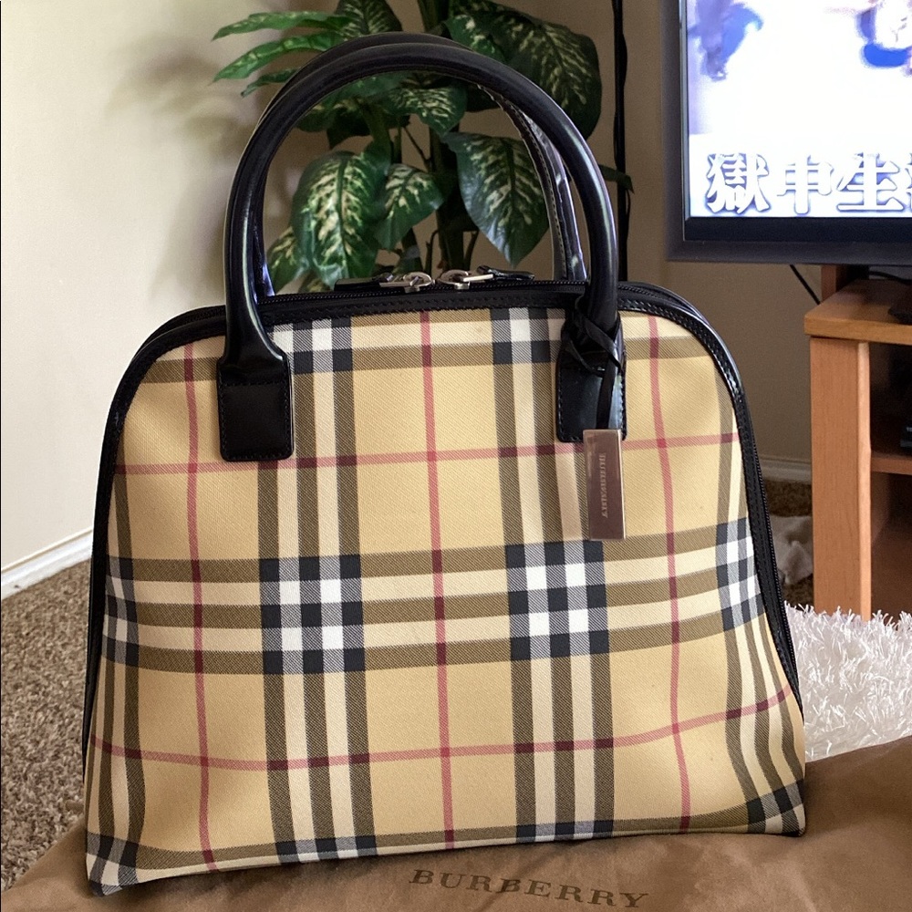 BURBERRY ALMA PVC LEATHER SATCHEL HANDBAG